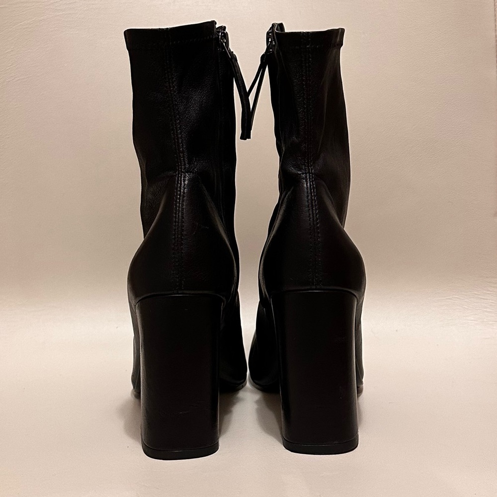 Reformation Edie Black Square Toe Chunky Block Heel Ankle Sock Boot Sz 7.5 NWOB - Picture 8 of 9